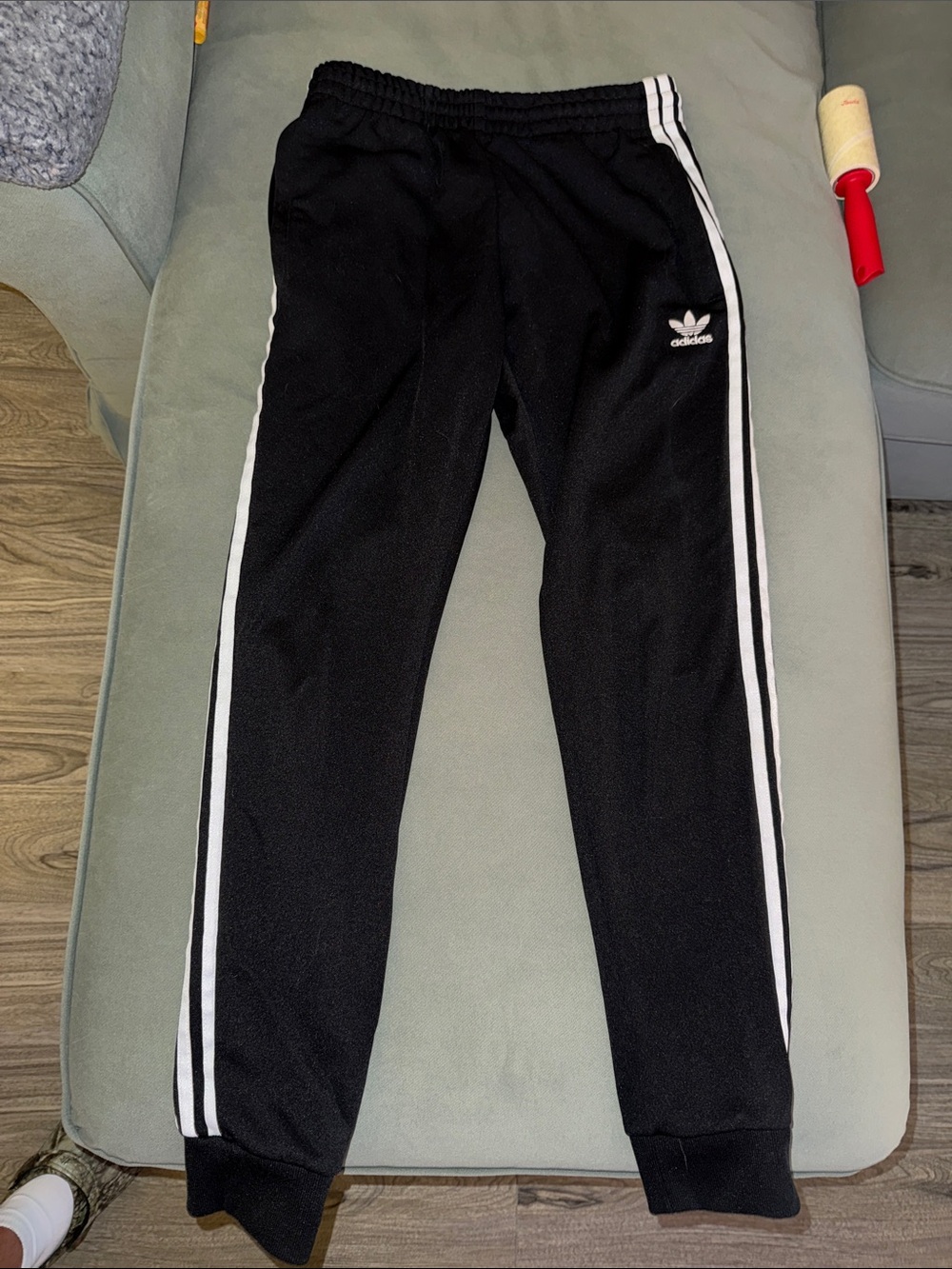 adidas Classic Black Joggers with White Side Stripes